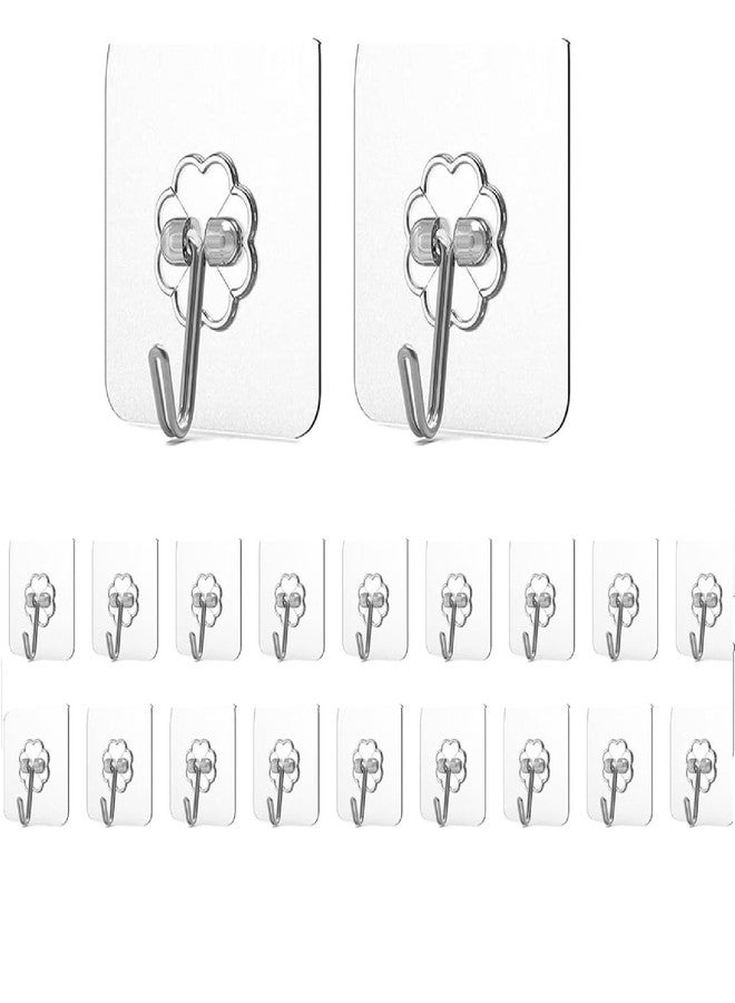 Winberg Self-Adhesive Wall Hooks, 20 Pieces, Stainless Steel, Multi-Purpose Bathroom Kitchen Hooks HFLW20 - Image 1